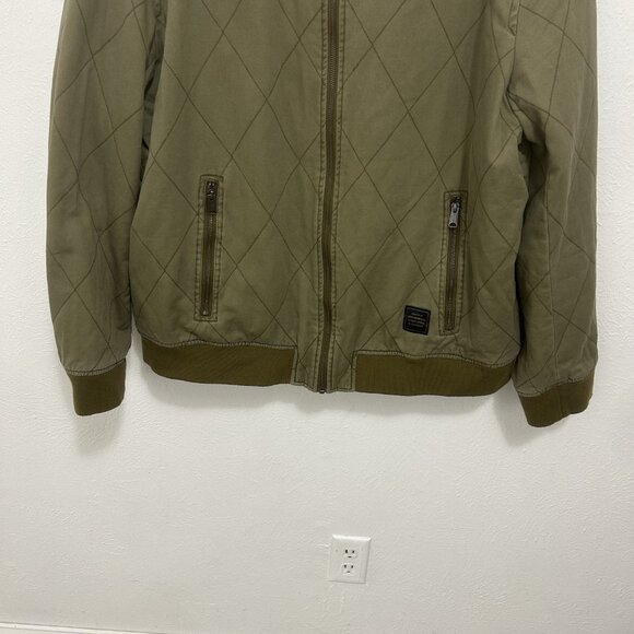 Lucky Brand Quilted Bomber Jacket Men's Military Green Zip Vintage Y2K Size XXL - Picture 3 of 12